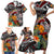 Personalized American Samoa Warrior Family Matching Short Sleeve Bodycon Dress and Hawaiian Shirt Shark Turtle Polynesian Tattoo