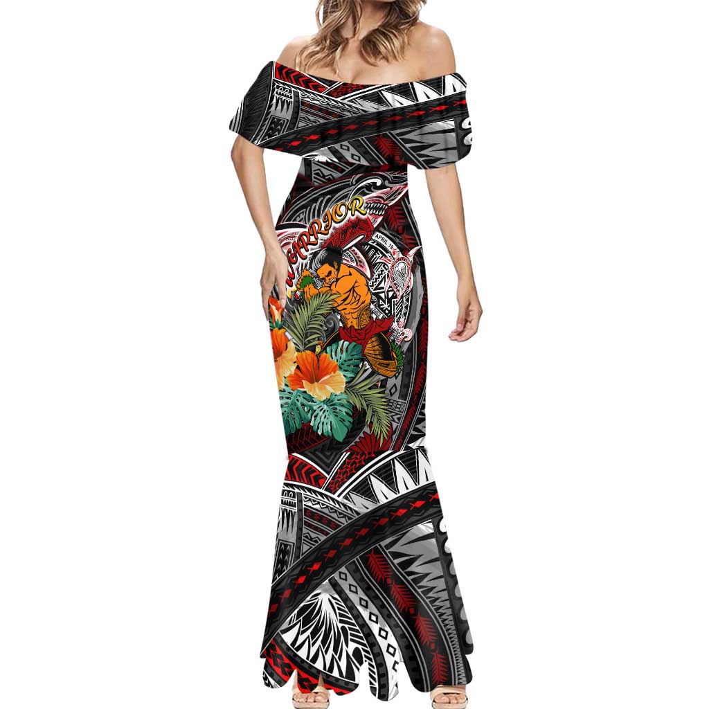 Personalized American Samoa Warrior Mermaid Dress Shark Turtle Polynesian Tattoo