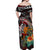 Personalized American Samoa Warrior Off Shoulder Maxi Dress Shark Turtle Polynesian Tattoo