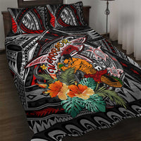 American Samoa Warrior Quilt Bed Set Shark Turtle Polynesian Tattoo