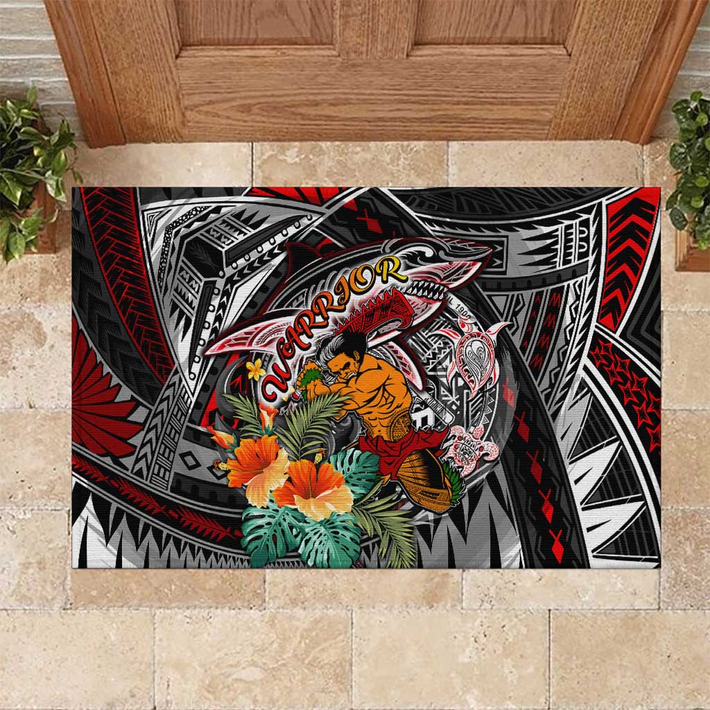 American Samoa Warrior Rubber Doormat Shark Turtle Polynesian Tattoo