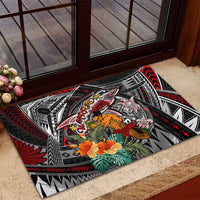 American Samoa Warrior Rubber Doormat Shark Turtle Polynesian Tattoo