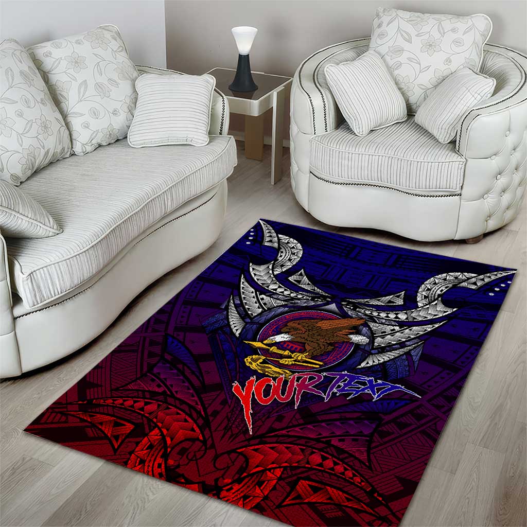 Personalized American Samoa Flag Area Rug Eagles Polynesian Art