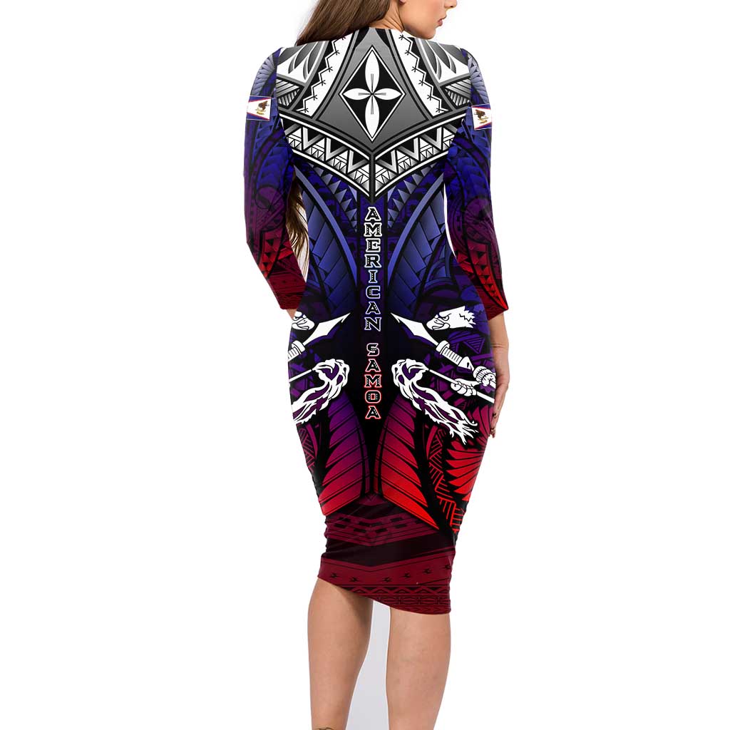 Personalized American Samoa Flag Family Matching Long Sleeve Bodycon Dress and Hawaiian Shirt Eagles Polynesian Art