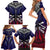 Personalized American Samoa Flag Family Matching Short Sleeve Bodycon Dress and Hawaiian Shirt Eagles Polynesian Art