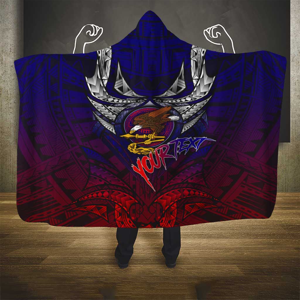 Personalized American Samoa Flag Hooded Blanket Eagles Polynesian Art