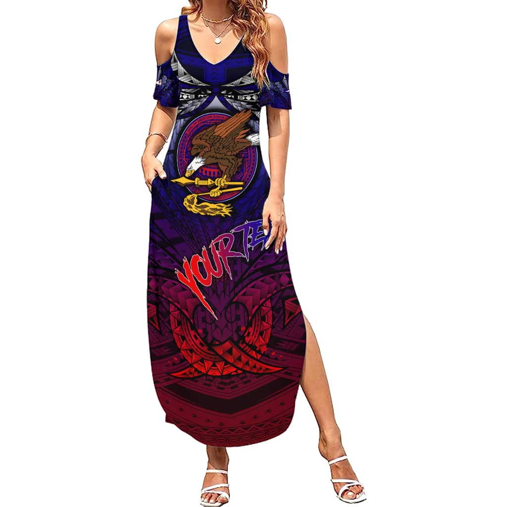 Personalized American Samoa Flag Summer Maxi Dress Eagles Polynesian Art