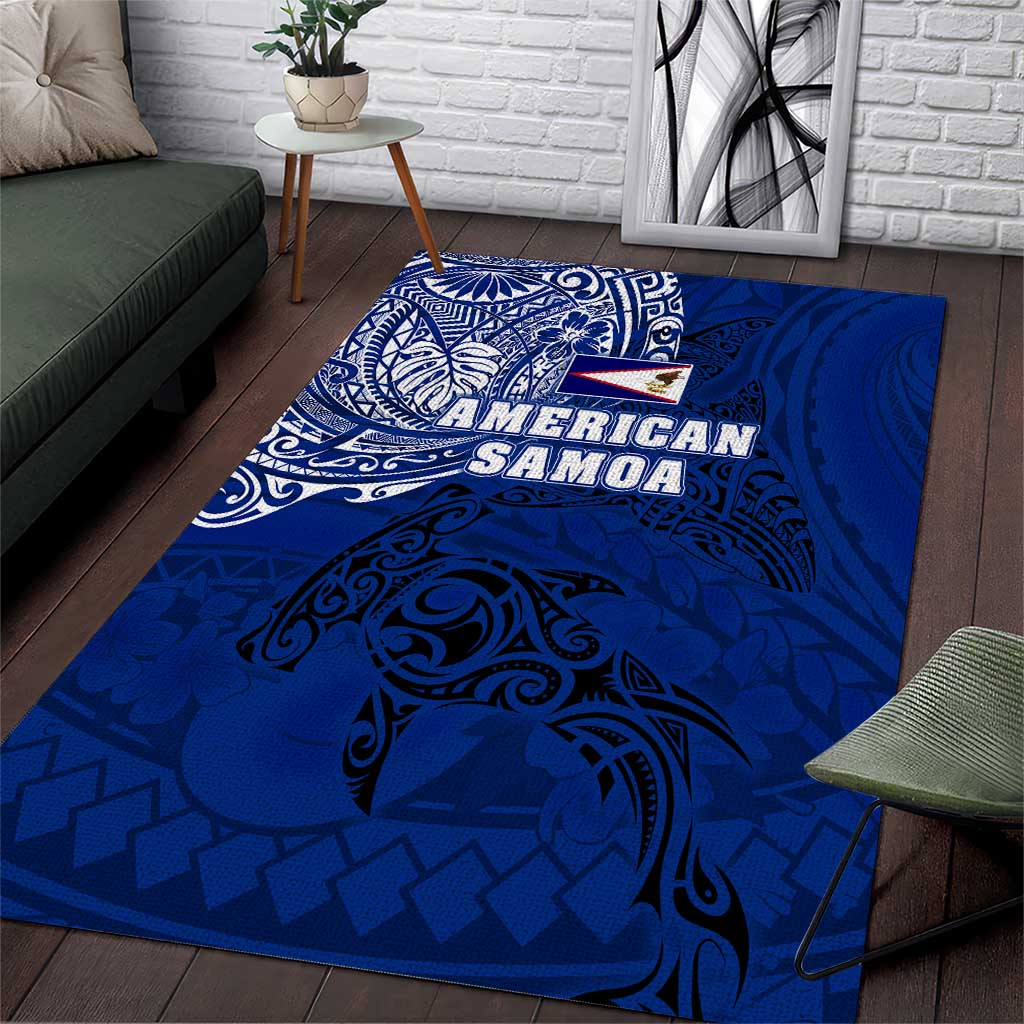 Sharks And American Samoa Area Rug Simple Polynesian Blue