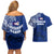 Sharks And American Samoa Couples Matching Off Shoulder Short Dress and Hawaiian Shirt Simple Polynesian Blue