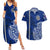 Sharks And American Samoa Couples Matching Summer Maxi Dress and Hawaiian Shirt Simple Polynesian Blue