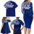 Sharks And American Samoa Family Matching Long Sleeve Bodycon Dress and Hawaiian Shirt Simple Polynesian Blue