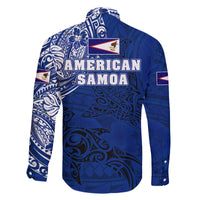 Sharks And American Samoa Family Matching Off The Shoulder Long Sleeve Dress and Hawaiian Shirt Simple Polynesian Blue