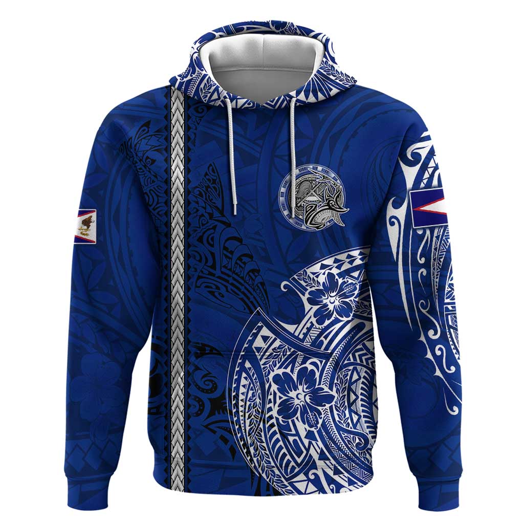 Sharks And American Samoa Hoodie Simple Polynesian Blue