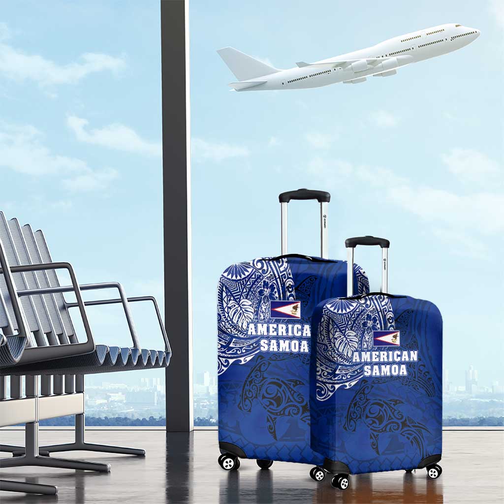 Sharks And American Samoa Luggage Cover Simple Polynesian Blue