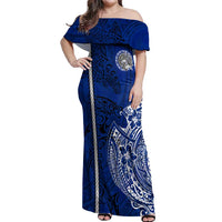 Sharks And American Samoa Off Shoulder Maxi Dress Simple Polynesian Blue