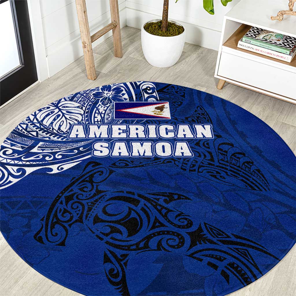 Sharks And American Samoa Round Carpet Simple Polynesian Blue