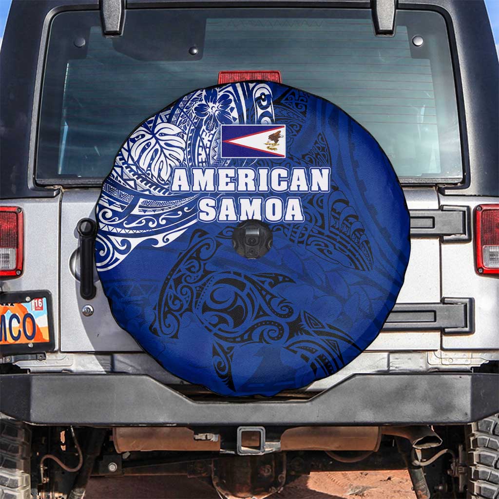 Sharks And American Samoa Spare Tire Cover Simple Polynesian Blue