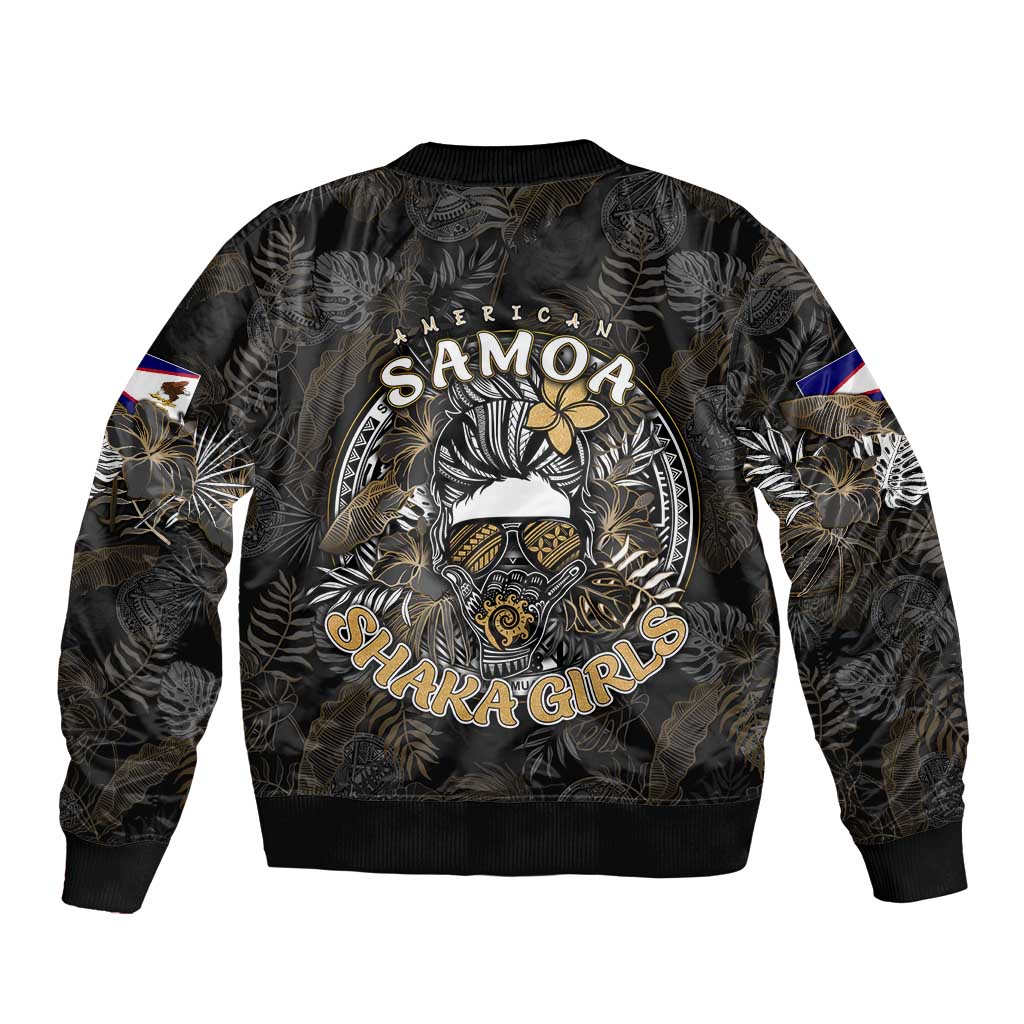 Personalized Shaka Girls America Samoa Bomber Jacket Tropical Flowers Vintage