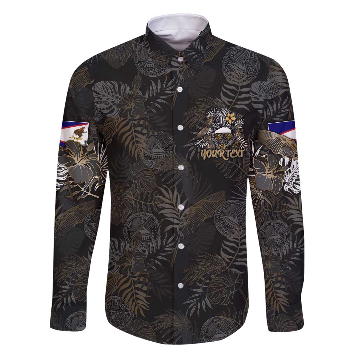 Personalized Shaka Girls America Samoa Family Matching Off The Shoulder Long Sleeve Dress and Hawaiian Shirt Tropical Flowers Vintage