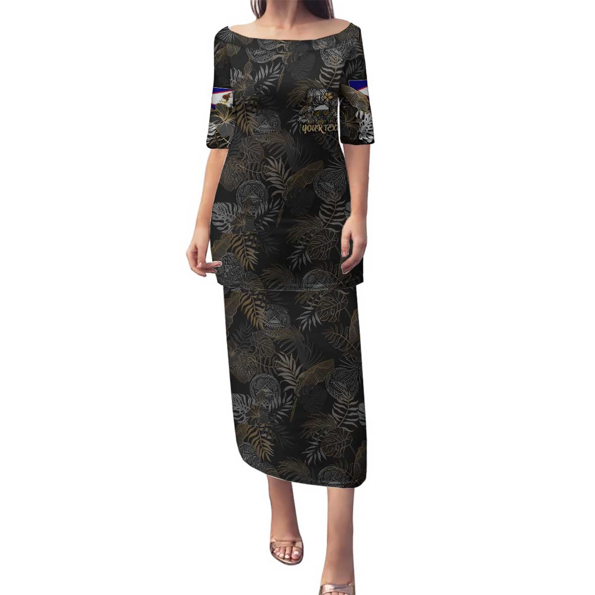 Personalized Shaka Girls America Samoa Family Matching Puletasi and Hawaiian Shirt Tropical Flowers Vintage