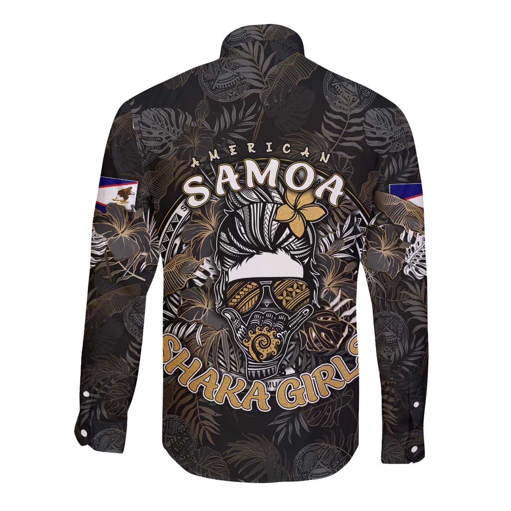Personalized Shaka Girls America Samoa Long Sleeve Button Shirt Tropical Flowers Vintage