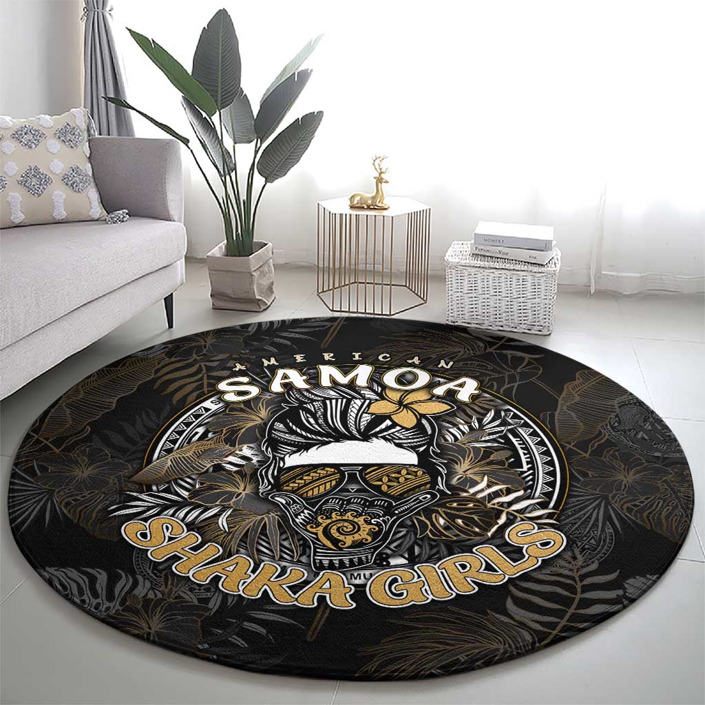 Personalized Shaka Girls America Samoa Round Carpet Tropical Flowers Vintage