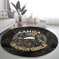 Personalized Shaka Girls America Samoa Round Carpet Tropical Flowers Vintage