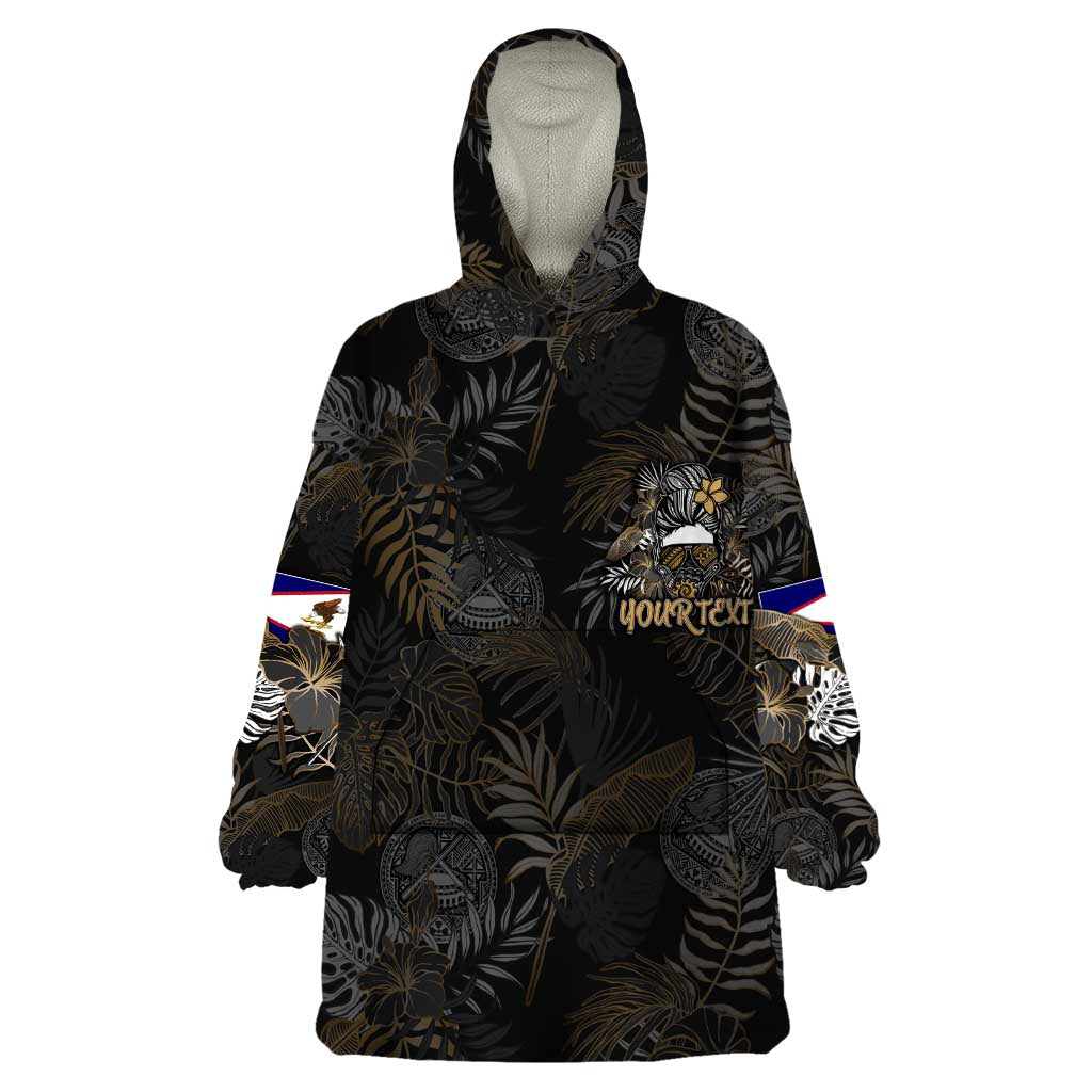 Personalized Shaka Girls America Samoa Wearable Blanket Hoodie Tropical Flowers Vintage