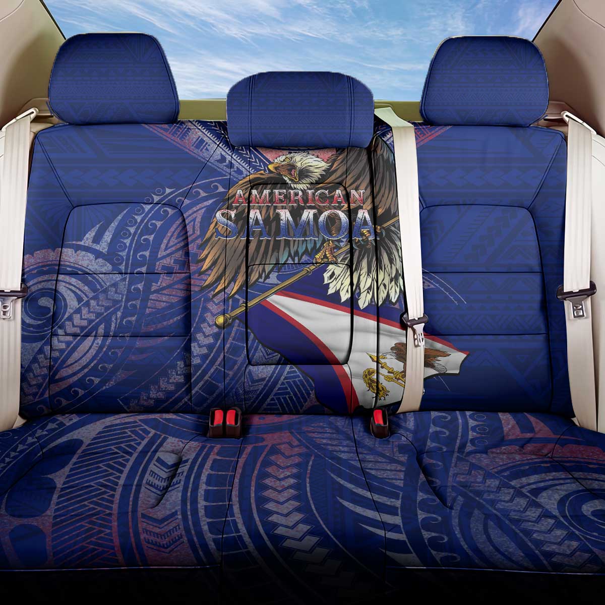 American Samoa Back Car Seat Cover Brave Eagle Flag Color