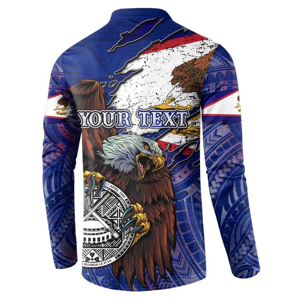 American Samoa Button Sweatshirt Brave Eagle Flag Color