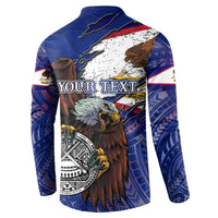 American Samoa Button Sweatshirt Brave Eagle Flag Color