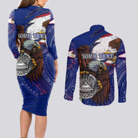 American Samoa Couples Matching Long Sleeve Bodycon Dress and Long Sleeve Button Shirt Brave Eagle Flag Color