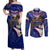 American Samoa Couples Matching Off Shoulder Maxi Dress and Long Sleeve Button Shirt Brave Eagle Flag Color