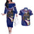 American Samoa Couples Matching Off The Shoulder Long Sleeve Dress and Hawaiian Shirt Brave Eagle Flag Color