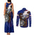 American Samoa Couples Matching Tank Maxi Dress and Long Sleeve Button Shirt Brave Eagle Flag Color