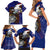 American Samoa Family Matching Short Sleeve Bodycon Dress and Hawaiian Shirt Brave Eagle Flag Color