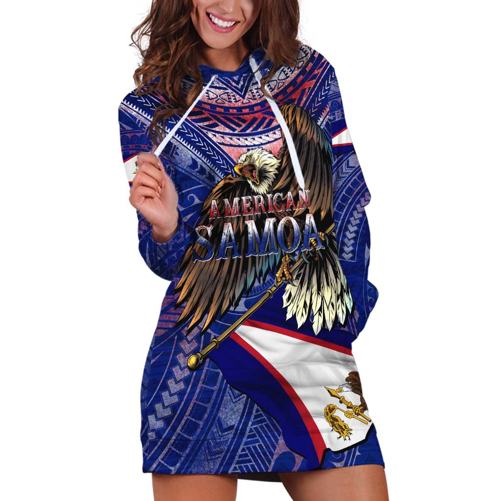 American Samoa Hoodie Dress Brave Eagle Flag Color