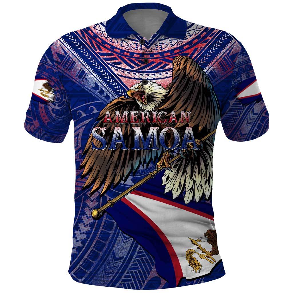 American Samoa Polo Shirt Brave Eagle Flag Color