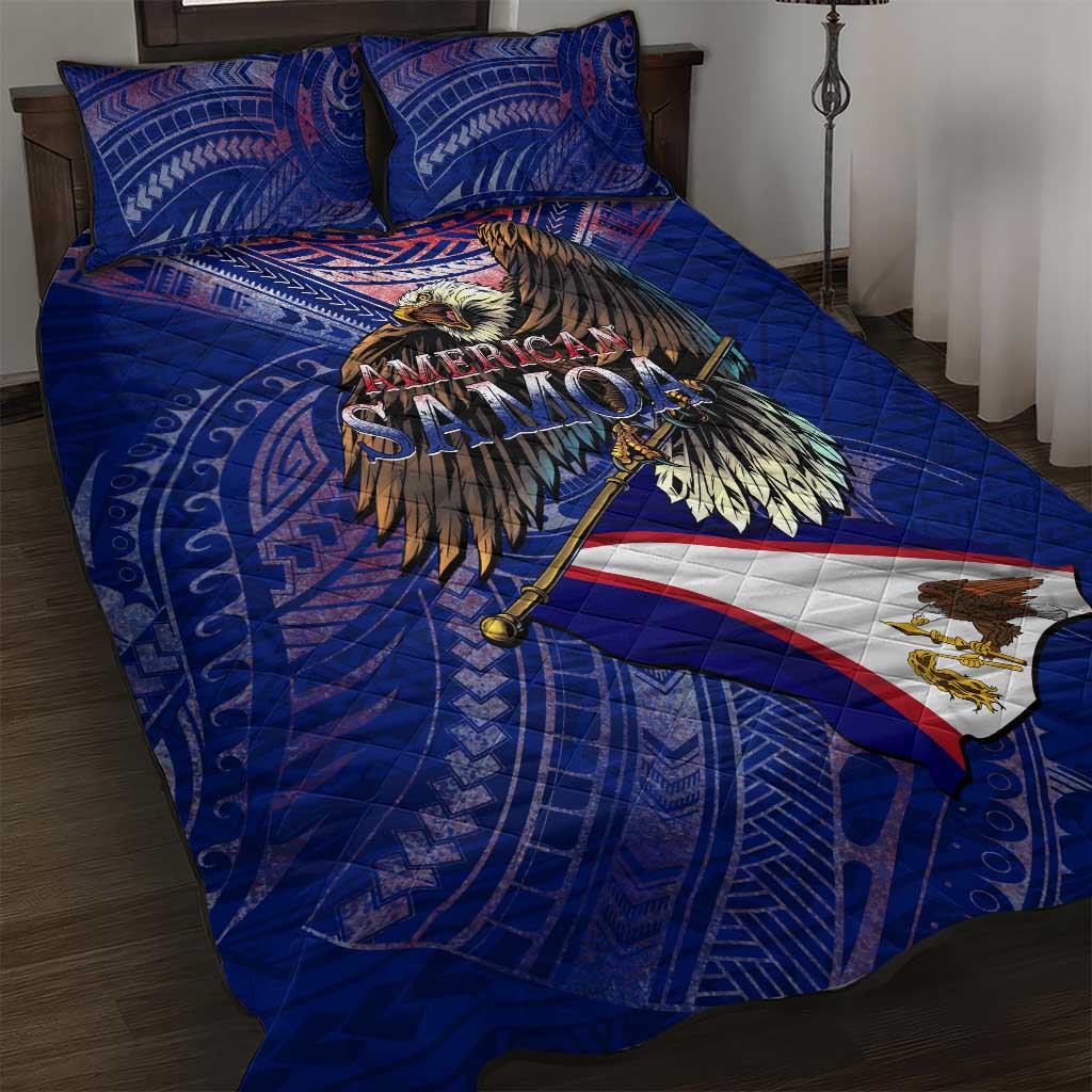 American Samoa Quilt Bed Set Brave Eagle Flag Color