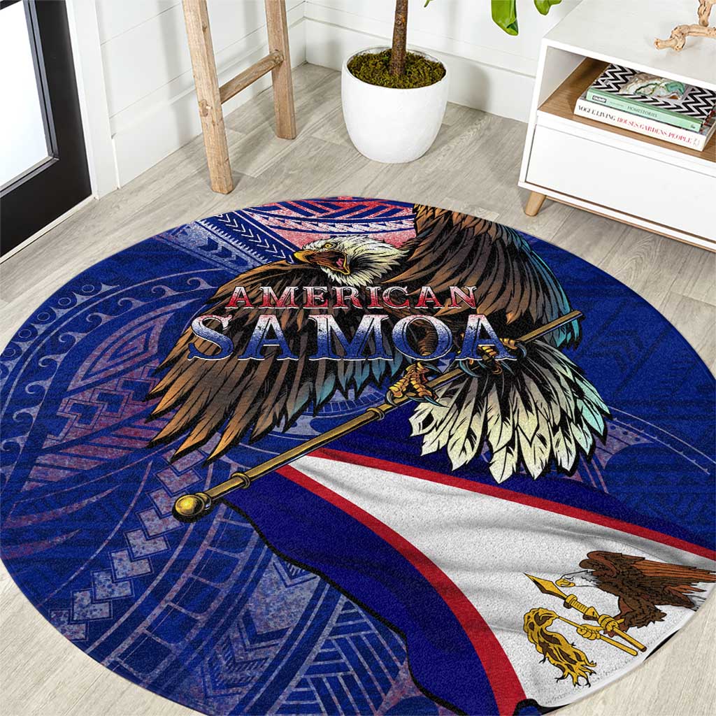 American Samoa Round Carpet Brave Eagle Flag Color