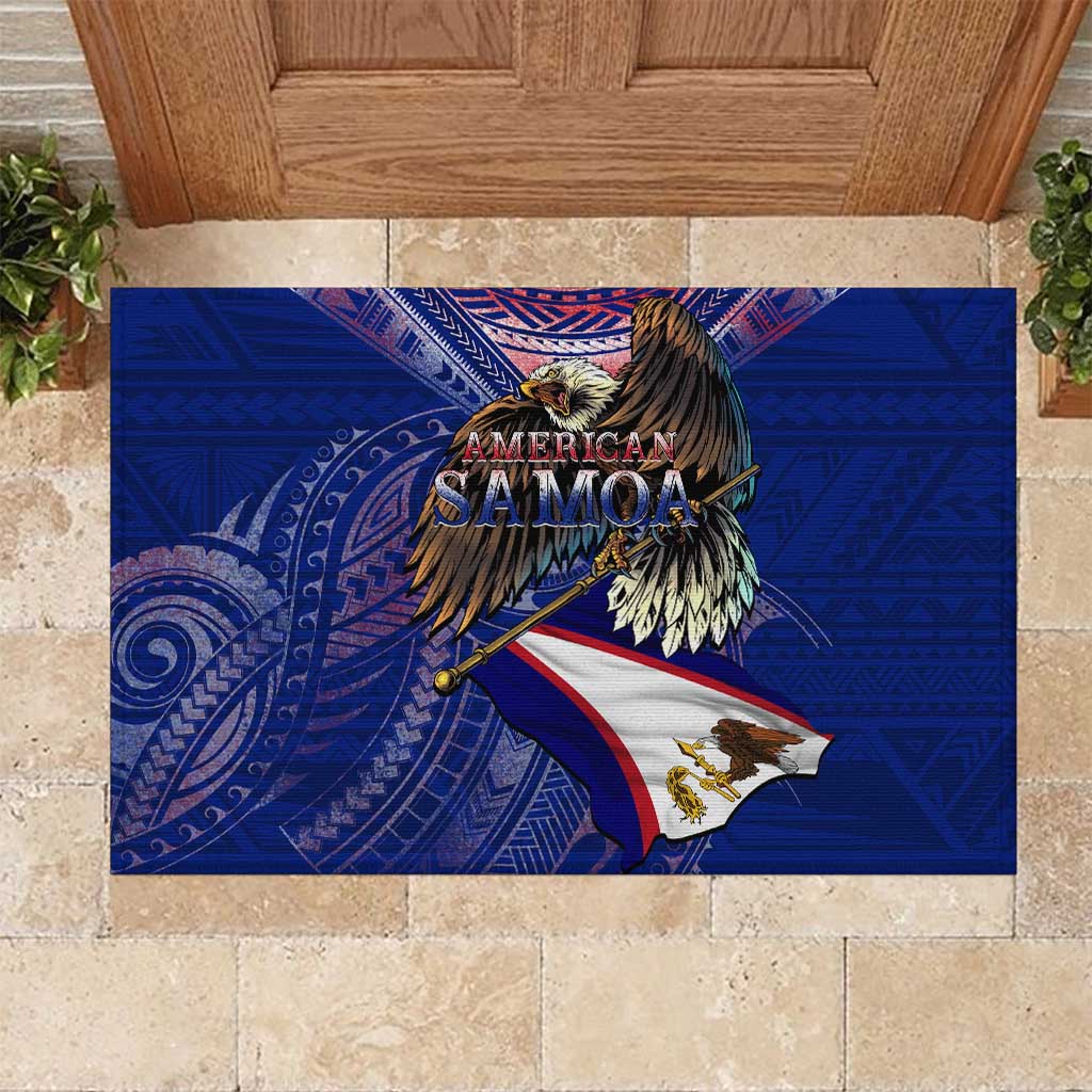 American Samoa Rubber Doormat Brave Eagle Flag Color