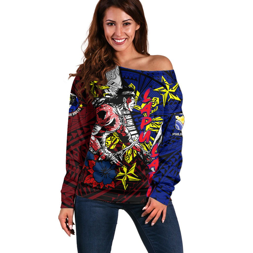 Philippines Lapu Lapu Off Shoulder Sweater Chief Filipino Tattoo DT02 Women Art - Polynesian Pride