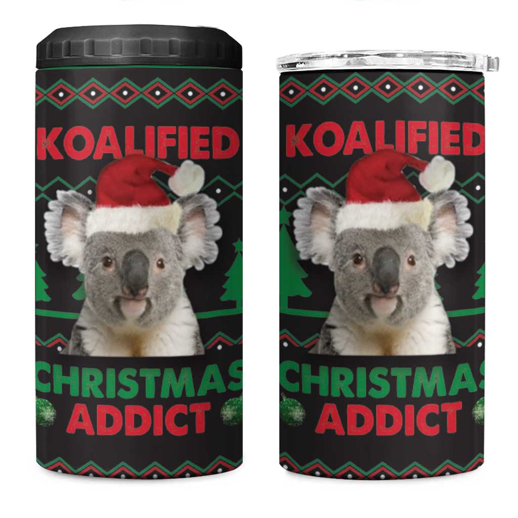 Cute Koala 4 in 1 Can Cooler Tumbler Koalified Christmas Addict