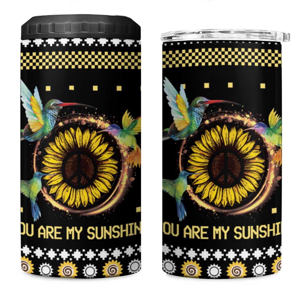 Hummingbird Sunflower Christmas 4 in 1 Can Cooler Tumbler You Are My Sunshine