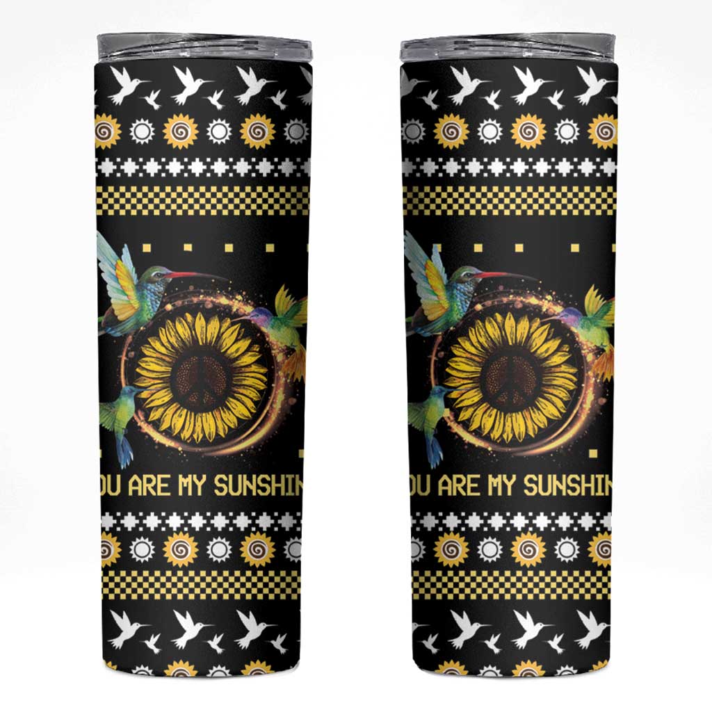 Hummingbird Sunflower Christmas Skinny Tumbler You Are My Sunshine