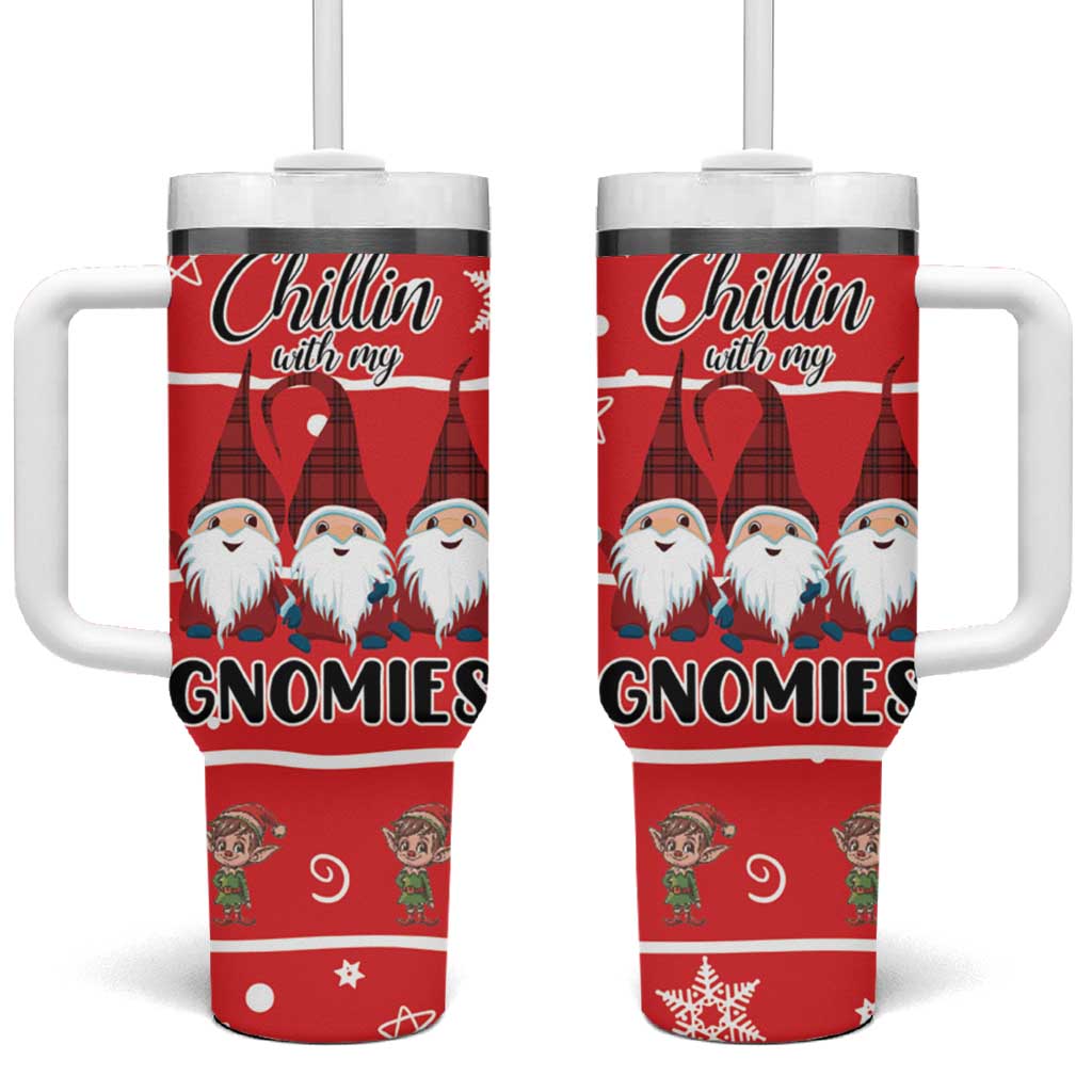 Chillin With My Gnomies Tumbler With Handle Merry Christmas DT03 One Size: 40 oz Red - Polynesian Pride
