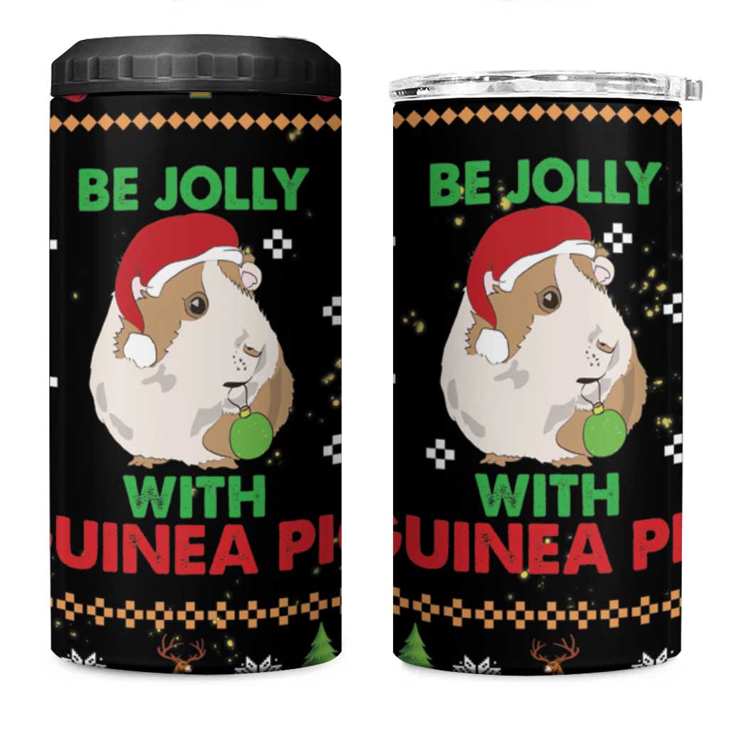 Guinea Pig Christmas 4 in 1 Can Cooler Tumbler Be Jolly With Guinea Pig