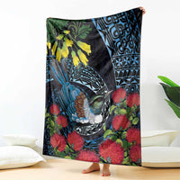 New Zealand Tui Bird Blanket Maori Koru Mix Pohutukawa DT04 - Polynesian Pride