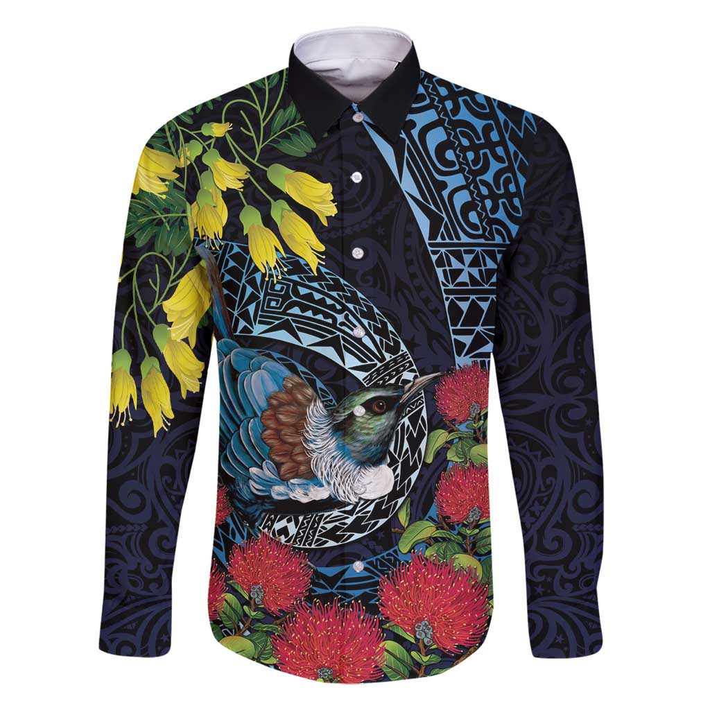 New Zealand Tui Bird Family Matching Mermaid Dress and Hawaiian Shirt Maori Koru Mix Pohutukawa
