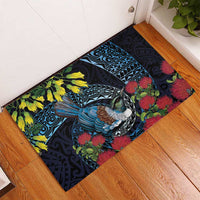New Zealand Tui Bird Rubber Doormat Maori Koru Mix Pohutukawa DT04 - Polynesian Pride